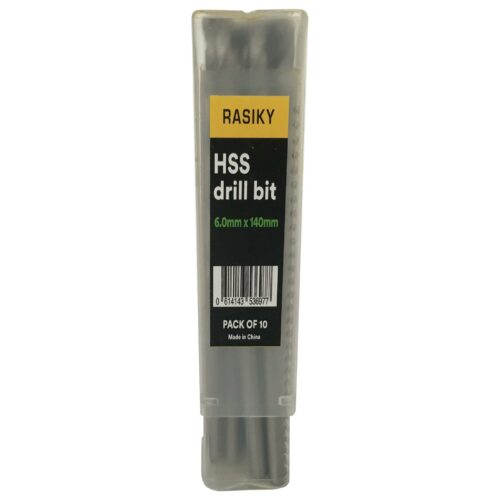 Rasiky RapidBit HSS Steel Twist Drill Bit Long 6mm x 140mm 10-Pack